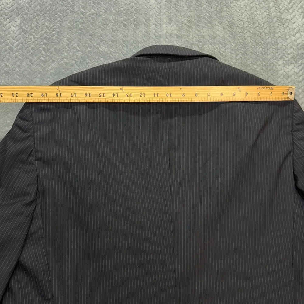 Jos A Bank Blazer Men 46L Black Pinstripe Regular Fit Two Button Wool Sport Coat